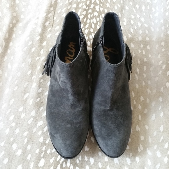 Sam Edelman Shoes - Sam Edelman Suede Fringe Zip Ankle Booties Size 9